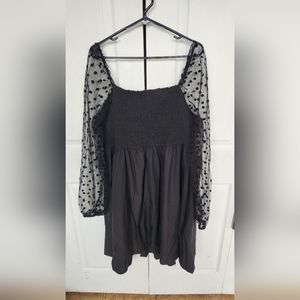 Sheer Sleeve Black Dress